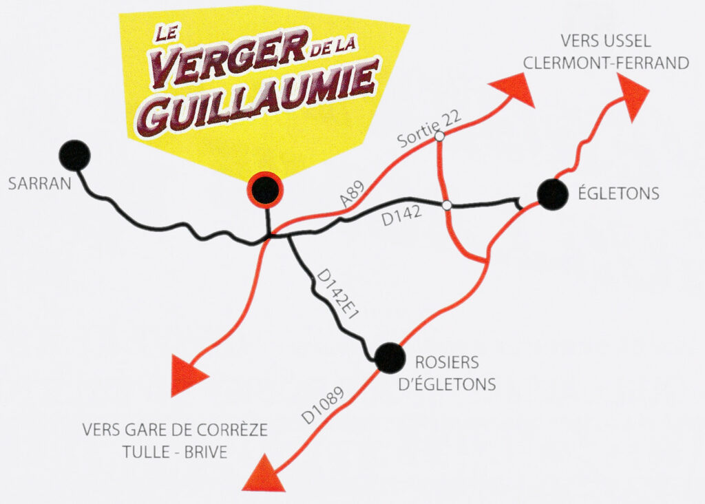 Plan guide verger de la Guillaumie - cueillette myrtilles corrèze